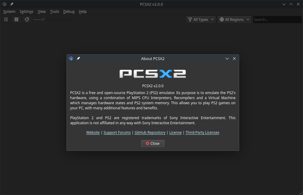 PCSX2 2.x user interface and game list
